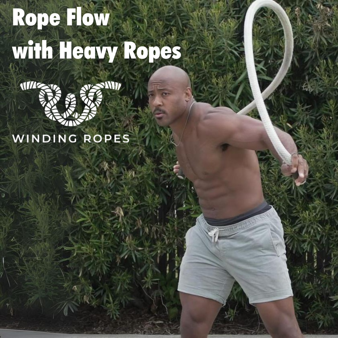 athlete rolling a heavy rope flow